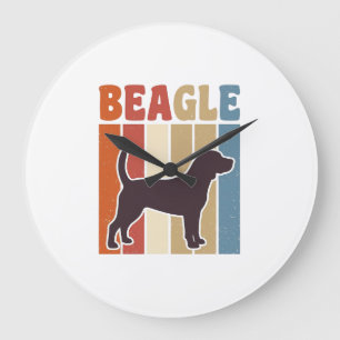 Grande Horloge Ronde Conception vectorielle à rayures rétro de chien Be