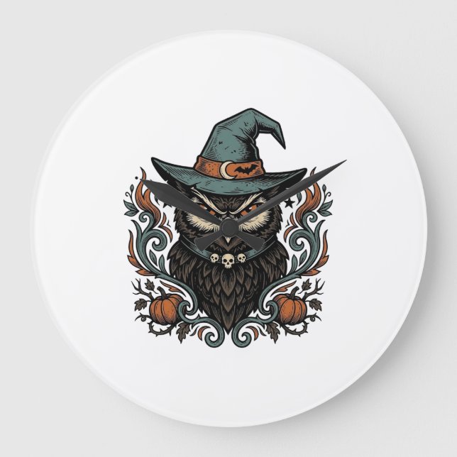 Grande Horloge Ronde Conception vectorielle de chapeau de sorcière de h (Recto)