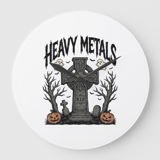 Grande Horloge Ronde Conception vectorielle de cimetière Halloween de m (Recto)