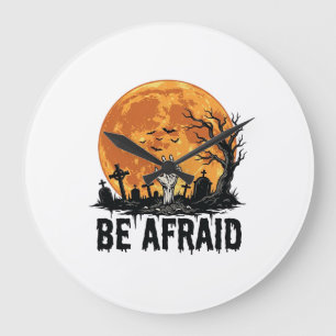 Grande Horloge Ronde Conception Vectorielle de Cimetière Halloween Vint