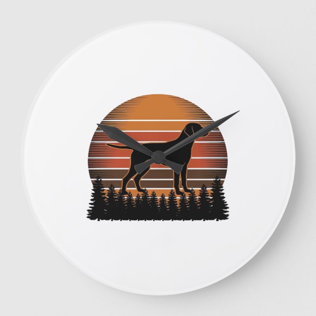 Grande Horloge Ronde Conception vectorielle de forêt de coucher de sole (Recto)
