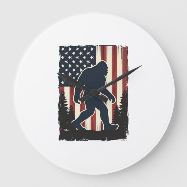 Grande Horloge Ronde Conception vectorielle de forêt de drapeau américa (Recto)