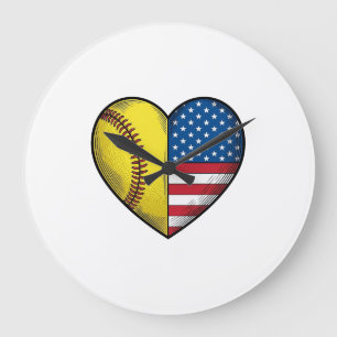 Grande Horloge Ronde Conception vectorielle vintage de softball USA dra
