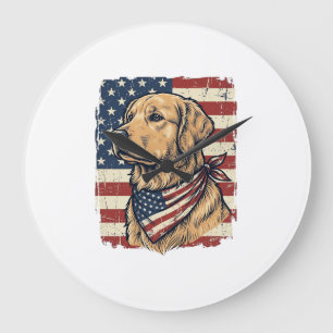 Grande Horloge Ronde Conception vectorielle vintage patriotique de Gold