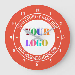 Grande Horloge Ronde Concevez votre propre texte Entreprise Logo Modèle