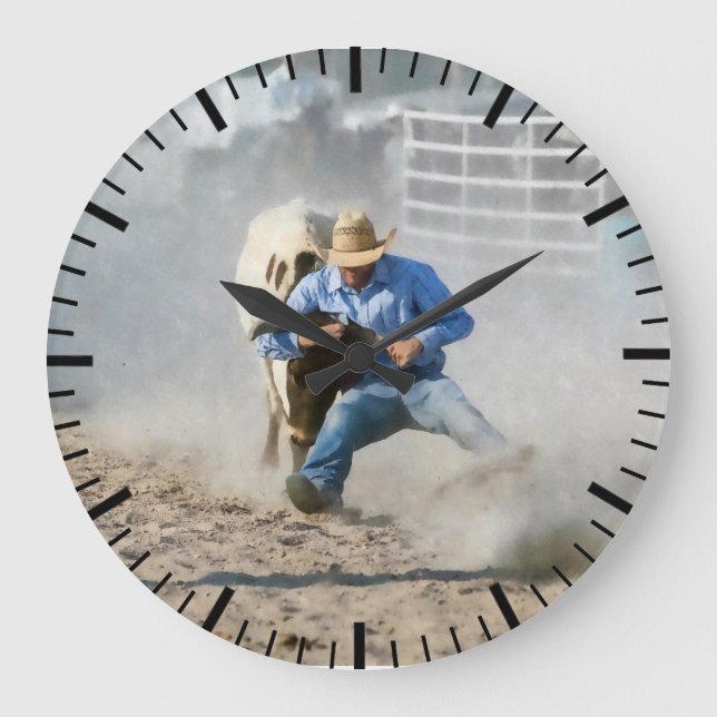 Grande Horloge Ronde Concours de lutte Rodeo Steer Western (Recto)