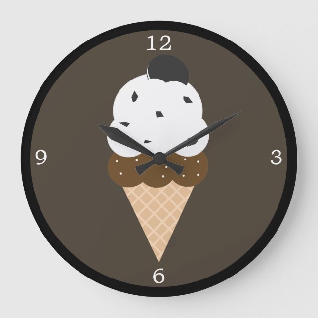 Grande Horloge Ronde Cône de crème glacée blanche (Recto)
