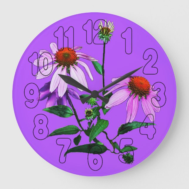 Grande Horloge Ronde Coneflower On Purple Clock (Recto)