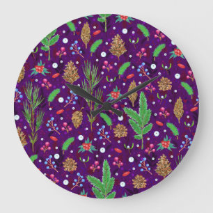 Grande Horloge Ronde Cones de pin de Noël : Festive sans mer