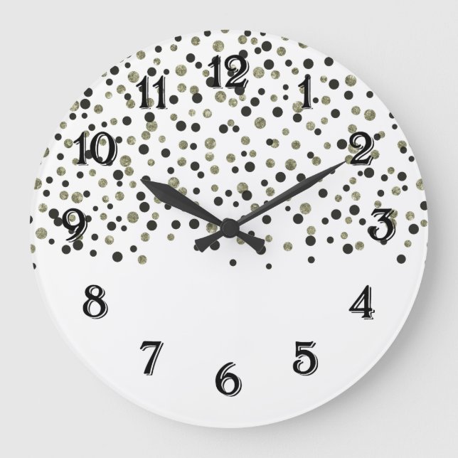 Grande Horloge Ronde Confettis noir or (Recto)