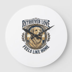 Grande Horloge Ronde Confort à la maison pour Golden Retriever Gravure