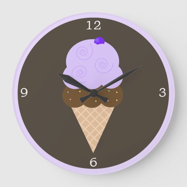 Grande Horloge Ronde Conne de crème glacée violette (Recto)