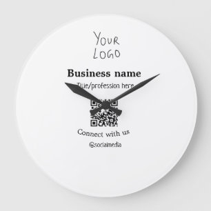Grande Horloge Ronde Connectez-vous avec nous logo entreprise QR nom de
