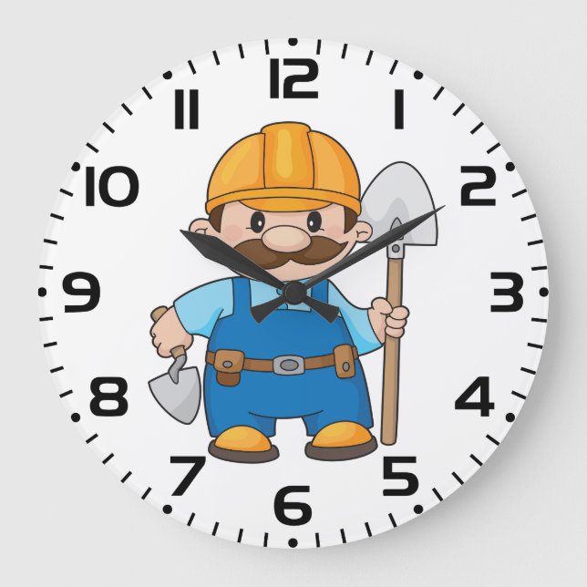 Grande Horloge Ronde Construction Worker Builder with Shovel (Recto)