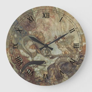 Grande Horloge Ronde Conte de fée vintage, La Sirène par Edmund Dulac