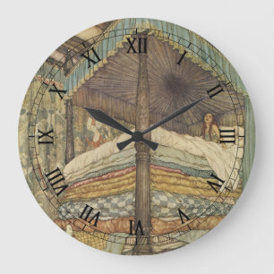 Grande Horloge Ronde Conte de fées vintage, princesse et pois, Edmund D
