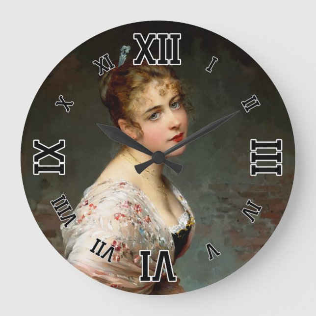 Grande Horloge Ronde Contemplation par Eugene de Blaas (Recto)