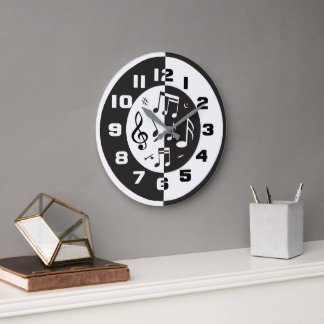 Grande Horloge Ronde Contemporain noir et blanc design
