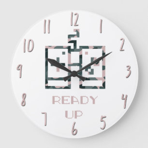 Grande Horloge Ronde Contrôleur de jeu Camouflage rose prêt Gamer