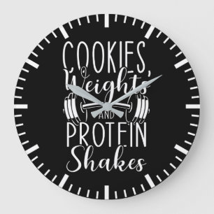 Grande Horloge Ronde Cookies, Poids et Protéines Shakes, Gym Drôle