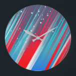 Grande Horloge Ronde Cool Abstract Red White Blue Brush Strokes<br><div class="desc">Cool Abstract Red White Blue Brush Strokes</div>