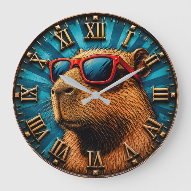 Grande Horloge Ronde Cool Capybara with Sunglasses (Recto)