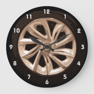 Grande Horloge Ronde Cool Car Wheel hubcap wall clock with numbers