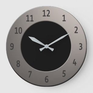 Grande Horloge Ronde Cool de tout chiffre noir couleur sur le cadre arg