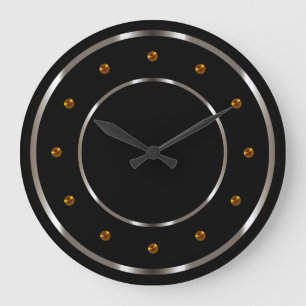 Grande Horloge Ronde Cool D'Or Et De Métallure Noire
