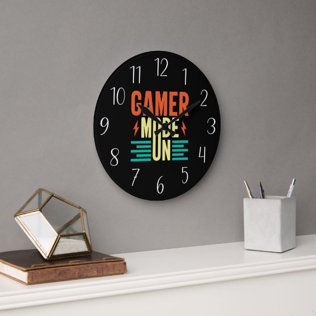 Grande Horloge Ronde Cool gamer mode mot art unisex (Bureau)