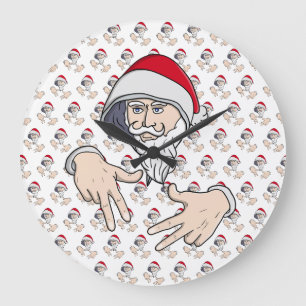Grande Horloge Ronde Cool Gangsta Hip hop Rap de la main Père Noël