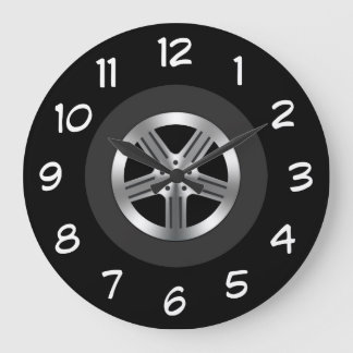 Grande Horloge Ronde Cool Men's Car Tire Theme Man Cave Wall Clocks