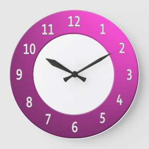 Grande Horloge Ronde Cool n'importe quelle couleur Chiffres blancs sur 