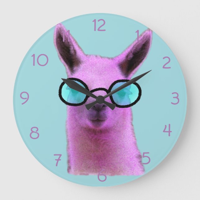 Grande Horloge Ronde Cool Pink Llama ! (Recto)