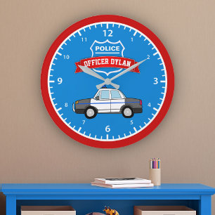 Grande Horloge Ronde Cool Police Car Personalized