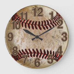 Grande Horloge Ronde Cool Stone Regardez l'horloge de baseball Vintage