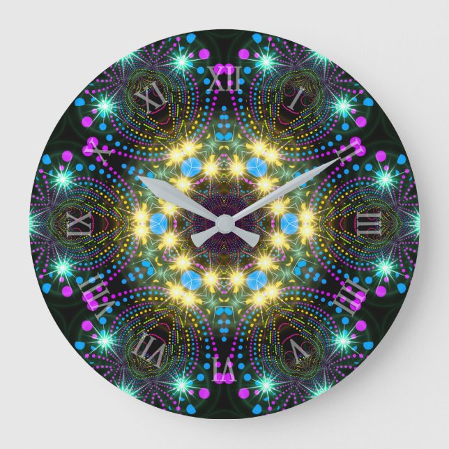 Grande Horloge Ronde Cool Super Blacklight Inspo Star Sparkle Wall (Recto)