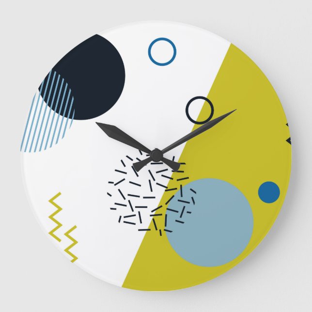 Grande Horloge Ronde Cool, tendance, moderne, vert Memphis (Recto)