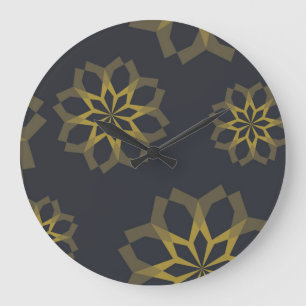 Grande Horloge Ronde Cool, vert, unique, fleur moderne et tendance abst