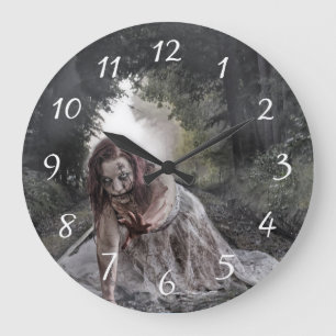 Grande Horloge Ronde Cool Zombie Girl