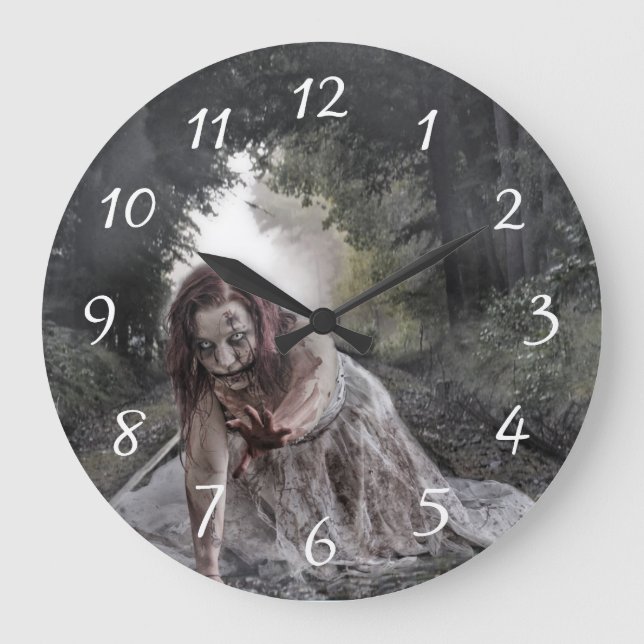 Grande Horloge Ronde Cool Zombie Girl (Recto)
