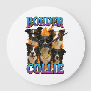 Grande Horloge Ronde Copie de Border Collie