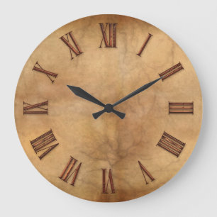 Grande Horloge Ronde Copper on Parchment-Effect Art Clock