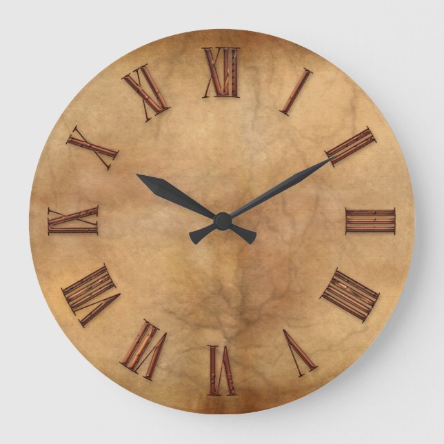 Grande Horloge Ronde Copper on Parchment-Effect Art Clock (Recto)