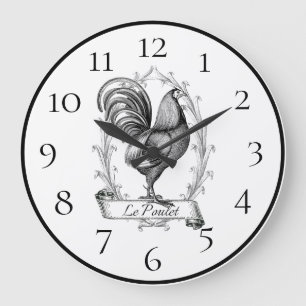 Grande Horloge Ronde Coq Ferme Maison Décor