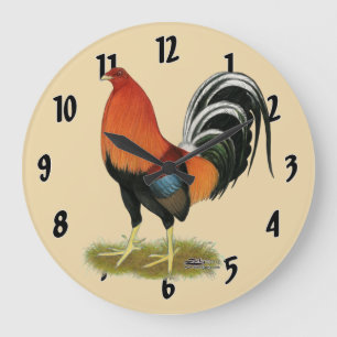 Grande Horloge Ronde Coq roux Gamecock