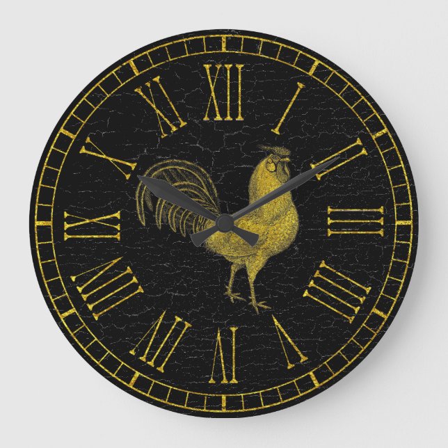 Grande Horloge Ronde Coq vintage de regard (Recto)
