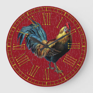 Grande Horloge Ronde Coq vintage votre peinture de couleur
