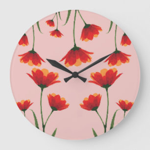 Grande Horloge Ronde Coquelicots de l'aube