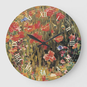 Grande Horloge Ronde Coquelicots par Robert Vonnoh, Impressionnisme Vin